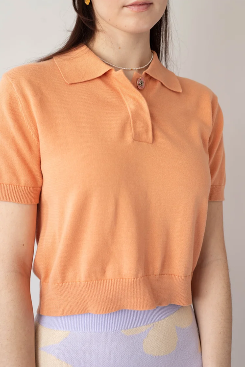 Bellis Crop Polo In Coral