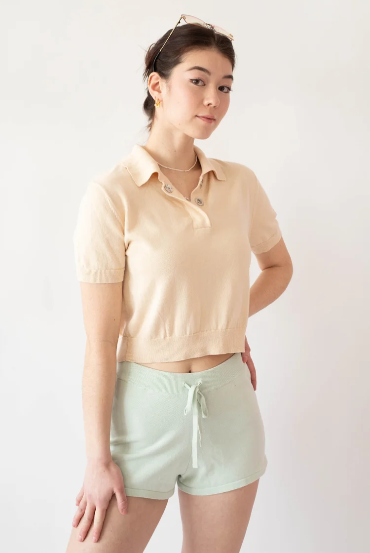 Bellis Crop Polo In Cream