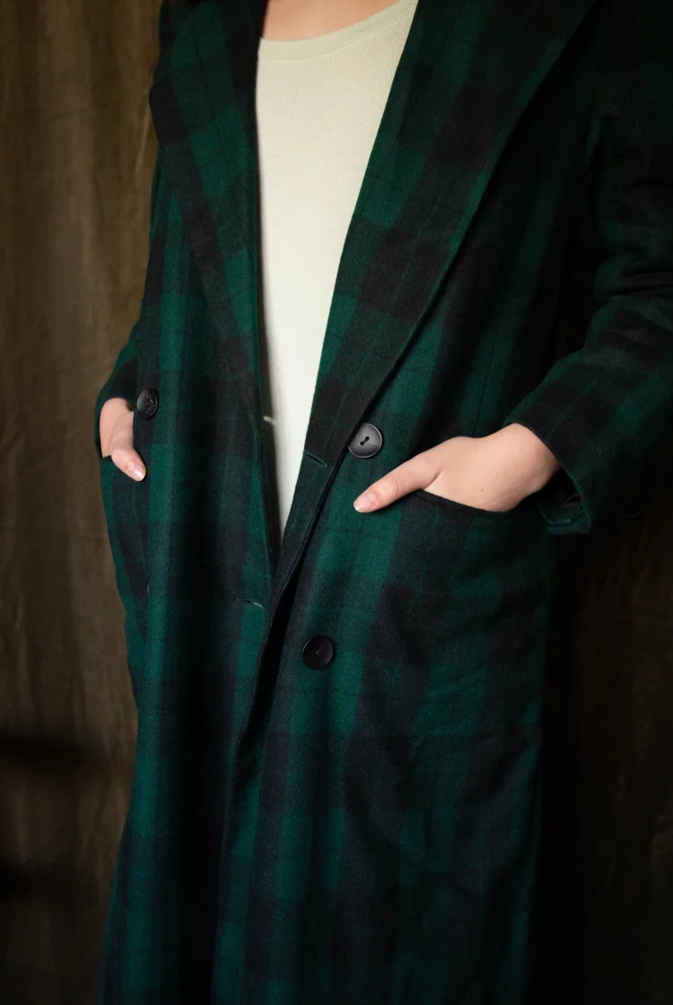 Vintage Peaks Ultralong Jacket In Green Plaid