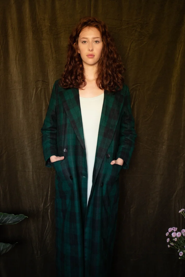 Vintage Peaks Ultralong Jacket In Green Plaid