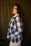 Eloise Boucle Lined Cropped Jacket In Grey Plaid