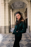 Eloise Boucle Lined Cropped Jacket In Green Plaid