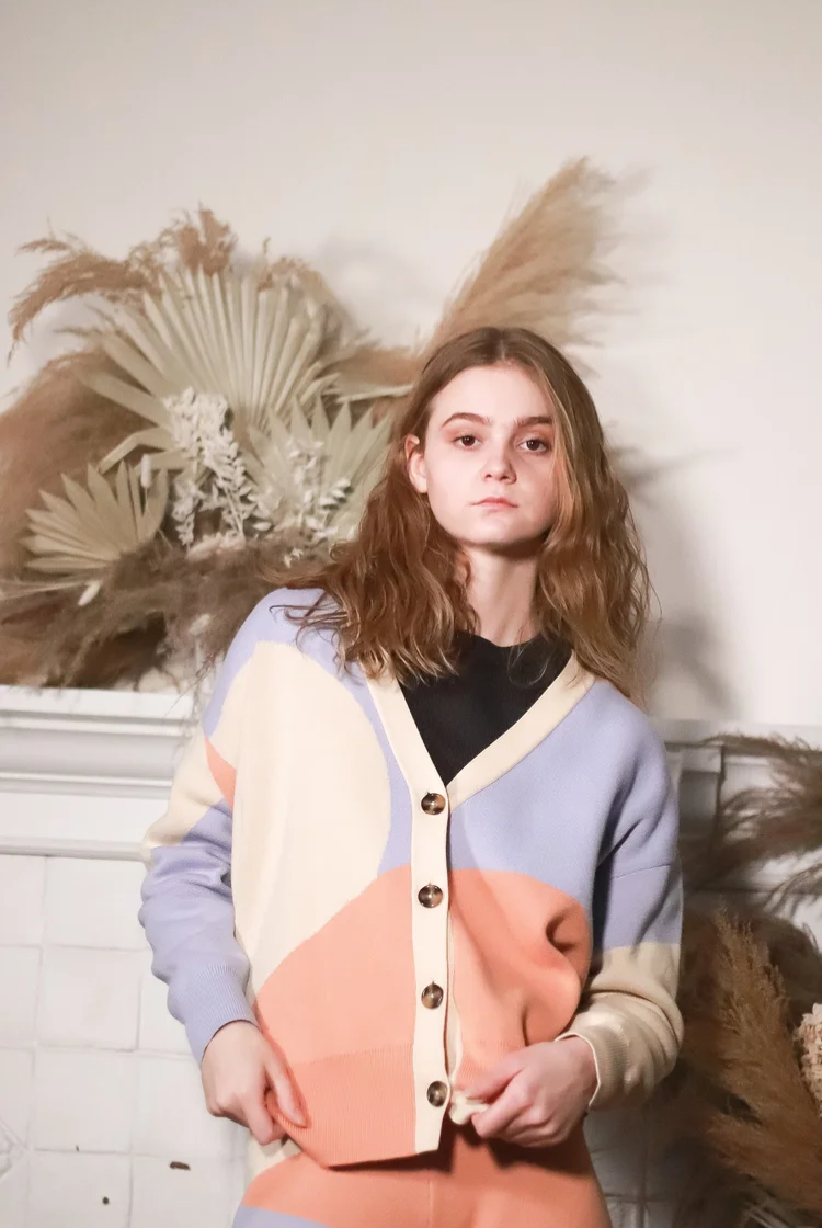 Ivy Drop Shoulder Cardigan In Desert Sunset