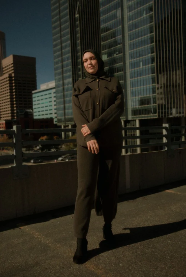 Lucy Knit Shacket In Charcoal
