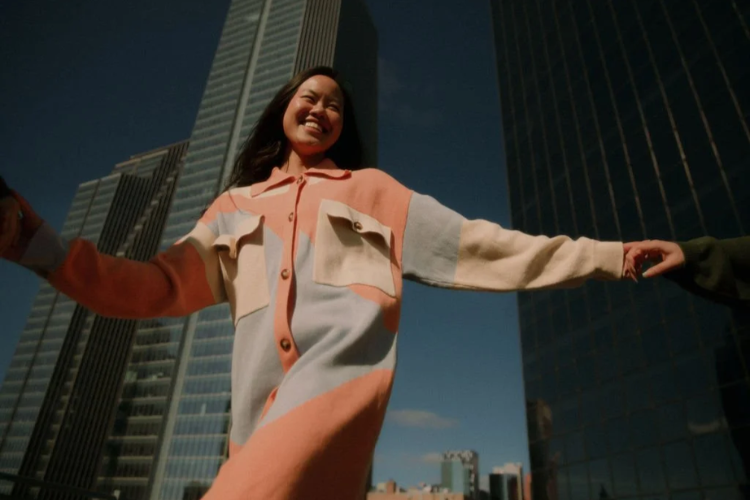 Ari Long Knit Shacket In Desert Sunset