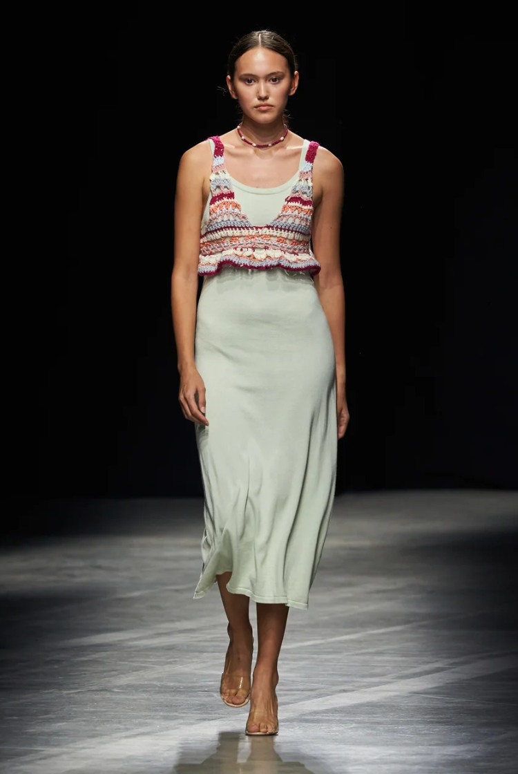 Essentia Knit Midi Dress In Sage Green