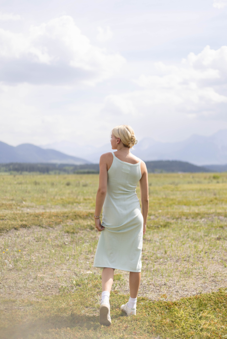 Essentia Knit Midi Dress In Sage Green