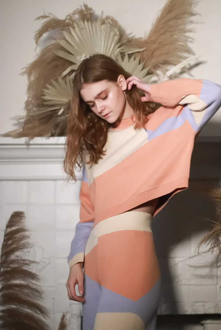 Nala Cropped Crewneck Sweater In Desert Sunset