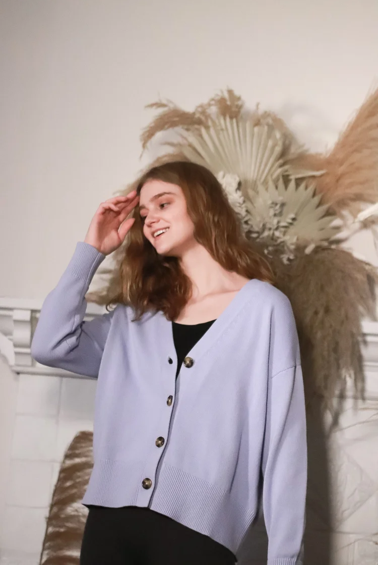Ivy Drop Shoulder Cardigan In Blue
