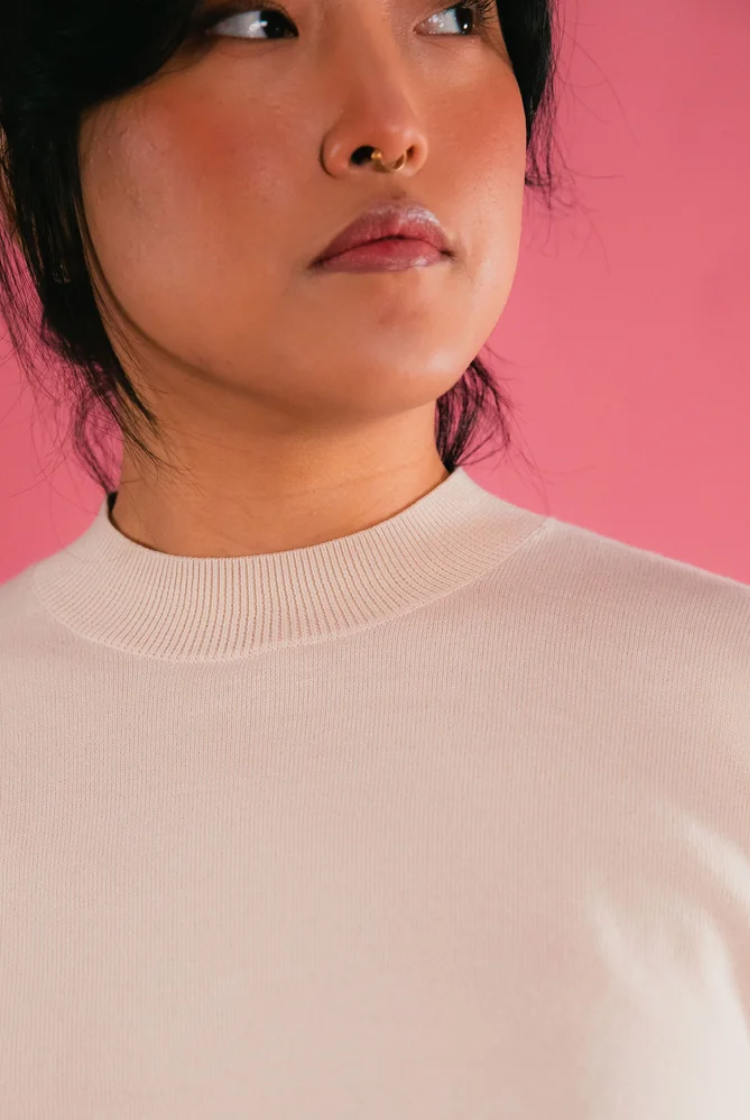Nala Cropped Crewneck Sweater In Ivory