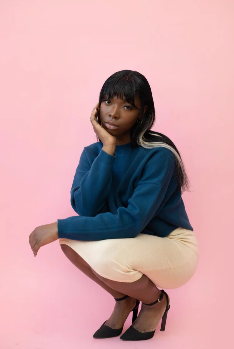 Nala Cropped Crewneck Sweater In Midnight Blue